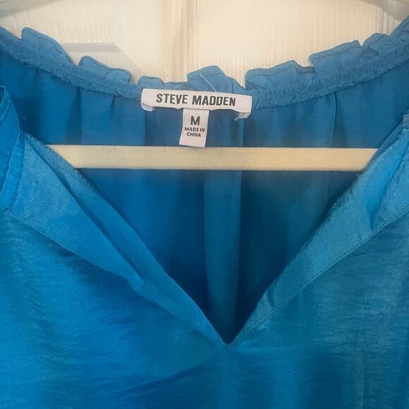 Steve Madden Prairie Dreams Satin Dress Size Medium Aruba Blue - Picture 3 of 12
